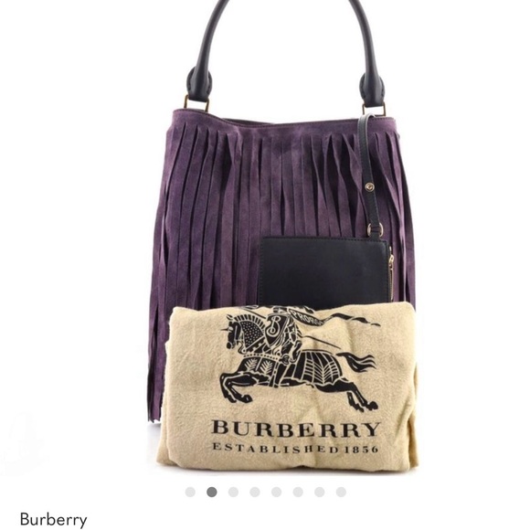 Burberry Handbags - Rare..Burberry Fringe Bucket Suede Bag Purple